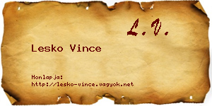 Lesko Vince névjegykártya